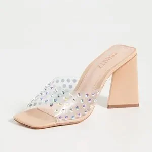 Schutz Embellished Light Nude Lizah Mule Sandals Size 10 SCHUTZ Lizah Crystal Embellished Clear Sandals Size 9.5US | eBay main image 2